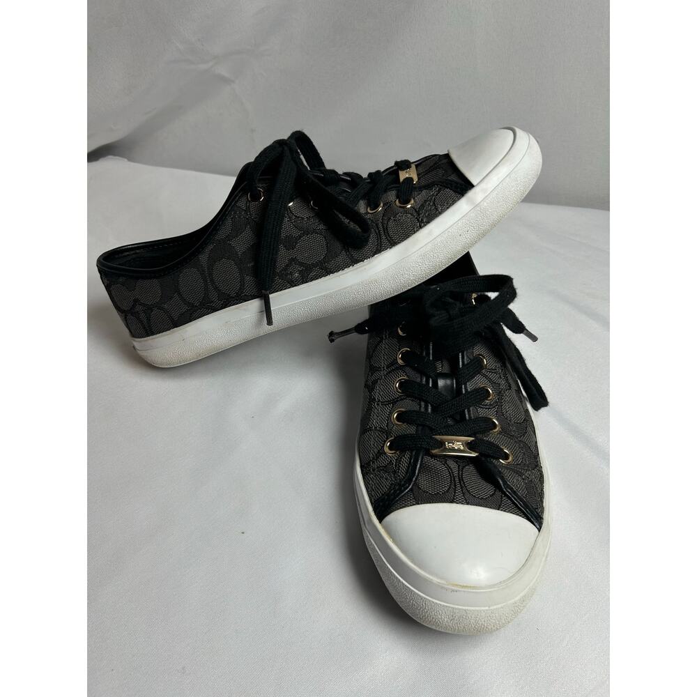 Coach Women's Empire Signature Canvas Fashion Sneaker Shoes black white Sz 9.5 - Picture 2 of 10